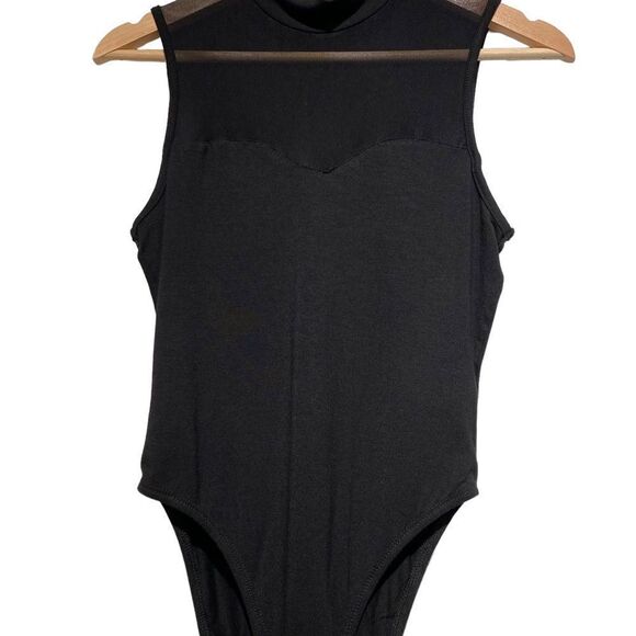 H&M Sheer Black Academia Minimalist Balletcore Stretch Sleeveless Bodysuit - Picture 5 of 8